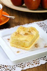 Delicious apple pie with whipped cream 