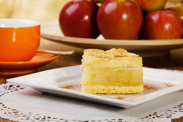 Delicious apple pie with whipped cream
