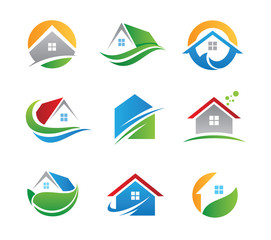 Eco house logos and icons