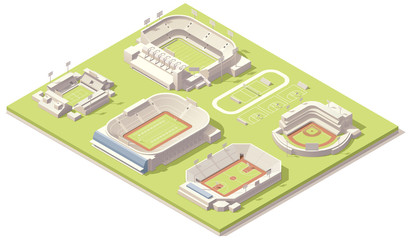 Isometric stadium buildings set © Taras Livyy