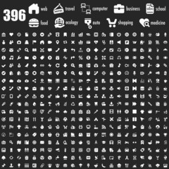 396 white icons set