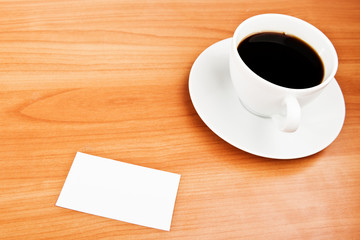 Obraz na płótnie Canvas coffee and business card