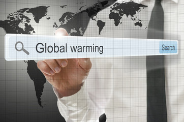 Global warming written in search bar