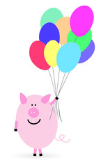 Obraz na płótnie Canvas Schweinchen mit Luftballons