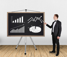 businessman pointing on chart