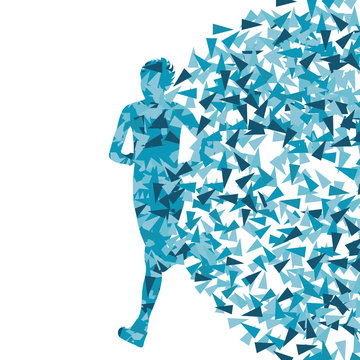 Runner abstract vector background, woman made of fragments