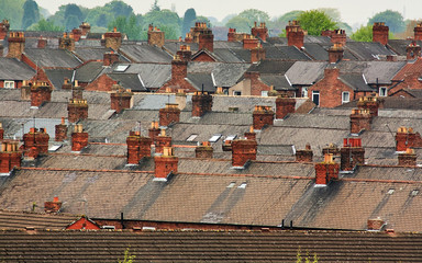 Suburban rooftops common urban scene