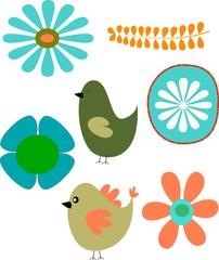 Birds and flowers