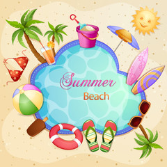 Summer holiday illustration with palm trees