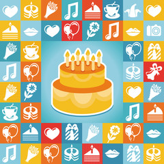 Vector birthday and party icons and signs
