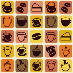 Vector seamless pattern with tea and coffee cups
