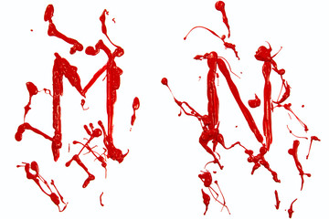 M and n painted red