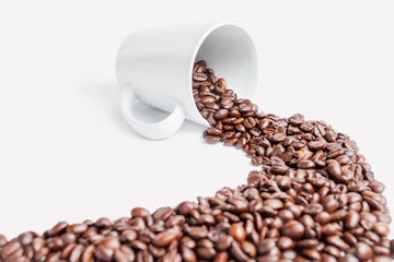 Path coffee beans on a white background