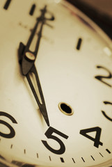 Close-up of clock face in vintage color