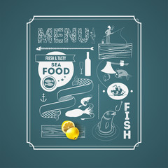 Vector set of design elements for the menu on the chalkboard - 53385442