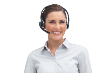 Smiling businesswoman with headset