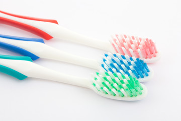 Red, green and blue toothbrush