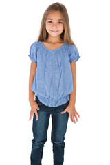 Obraz premium Cute little girl standing and smiling at camera