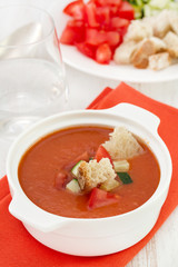 gazpacho in white bowl