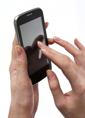 mobile phone in female hands