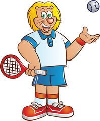 Vector cartoon of Tennis Player lion Mascot