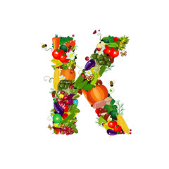 Fresh vegetables and fruits letter K