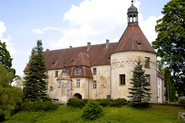 Ancient medieval castle of the XIV century Jaunpils, Latvia