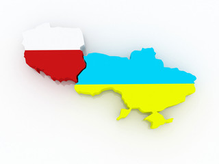Map of Poland and Ukraine.
