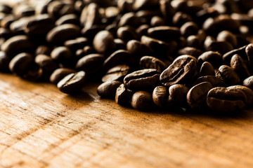 Coffee on grunge wooden background