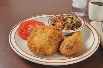 Fried chicken with quinoa salad