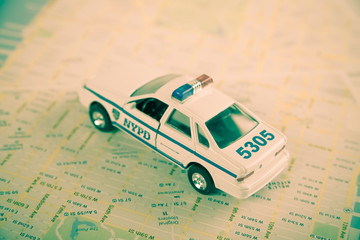 NYPD car and road map.