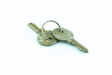 rusty metal keys chained - old rusty keys on ring