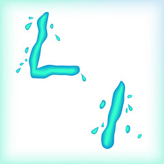 Liquid alphabet. Fluid letters, digits and signs.