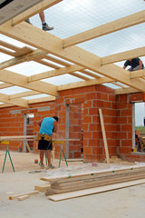 Fototapeta premium construction maison - chantier toiture # czm