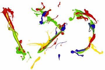 Bracket and slash sign painted multicolor