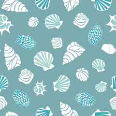 Seamless pattern with various shells