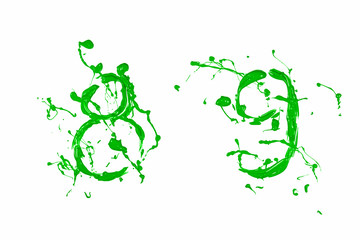 Eight and nine painted green