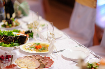 Fine restaurant dinner table place setting