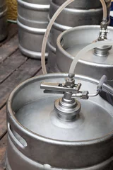 Foto auf Glas Metal kegs of beer © weber11