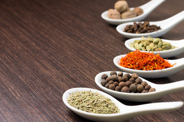 Spices in Ceramic Spoon