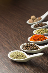 Spices in Ceramic Spoon
