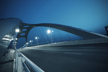 Steel structure bridge night scene