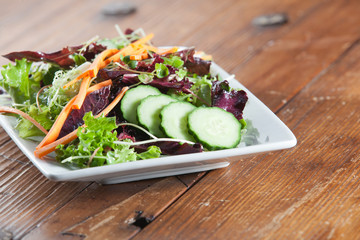 Fresh arugula and fennel salad with sprouts and cucumbers