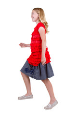 young teen in action of stepping up