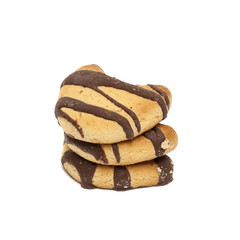 chocolate cookies group over white background
