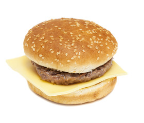 cheese burger on white background