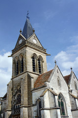 Fototapeta na wymiar Medieval parish church in Champagne, France