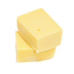 edam cheese blocks on white background