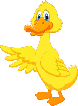 Cute duck cartoon waving