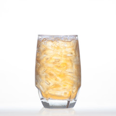 Sweet and refresment bael tea cold drinks with ice in glass